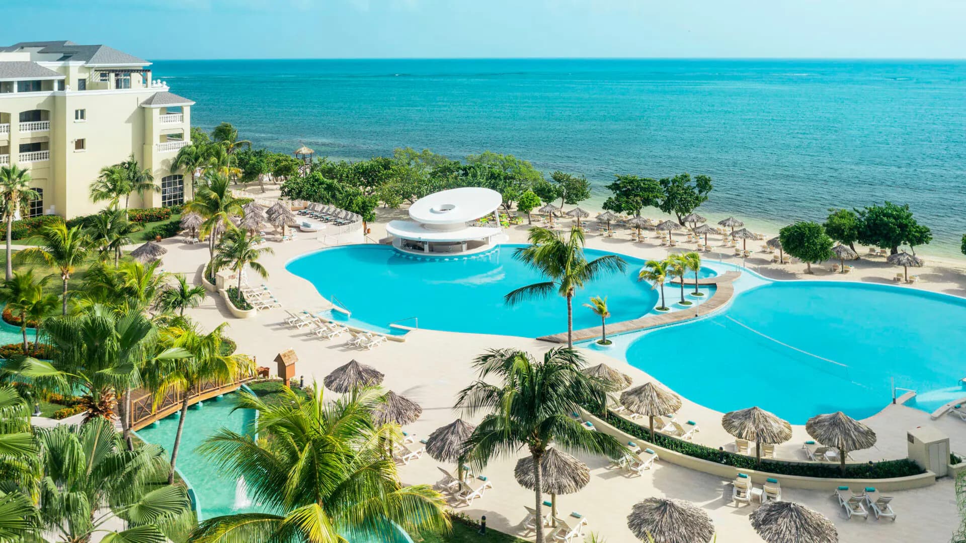 Iberostar Waves Rose Hall Beach pools and the Caribbean Sea