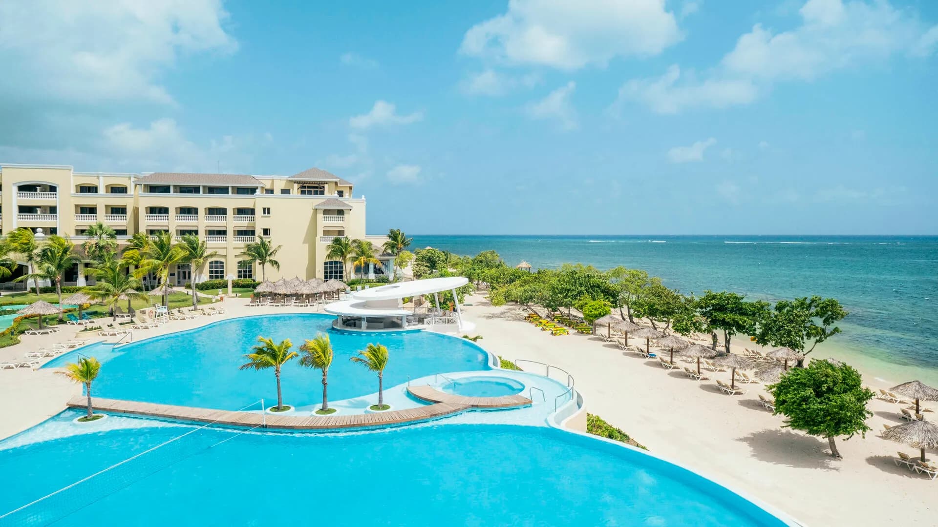 The resort pools, beach and Caribbean Sea