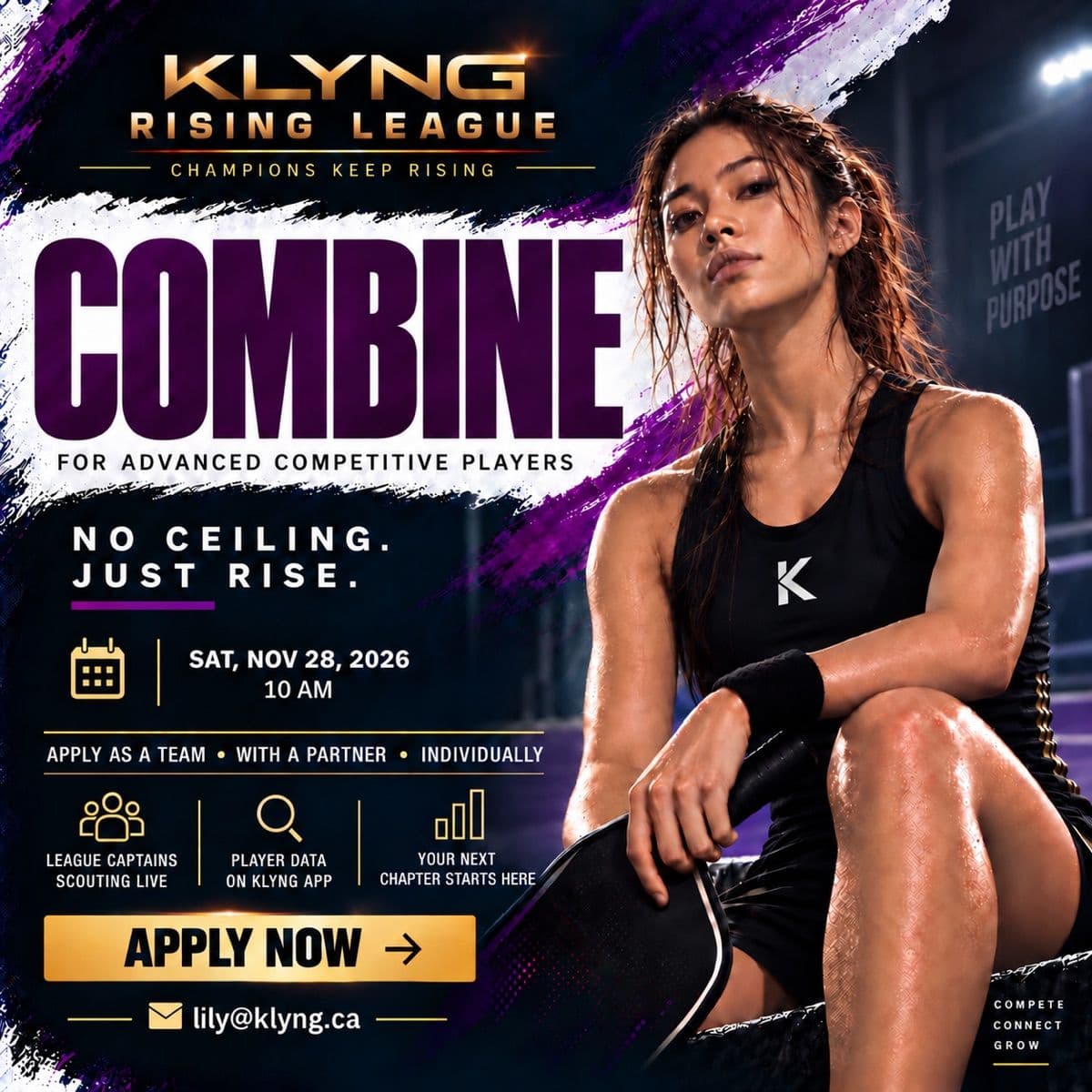 Klyng Rising League Combine poster: Saturday November 28, 2026 at 10 AM